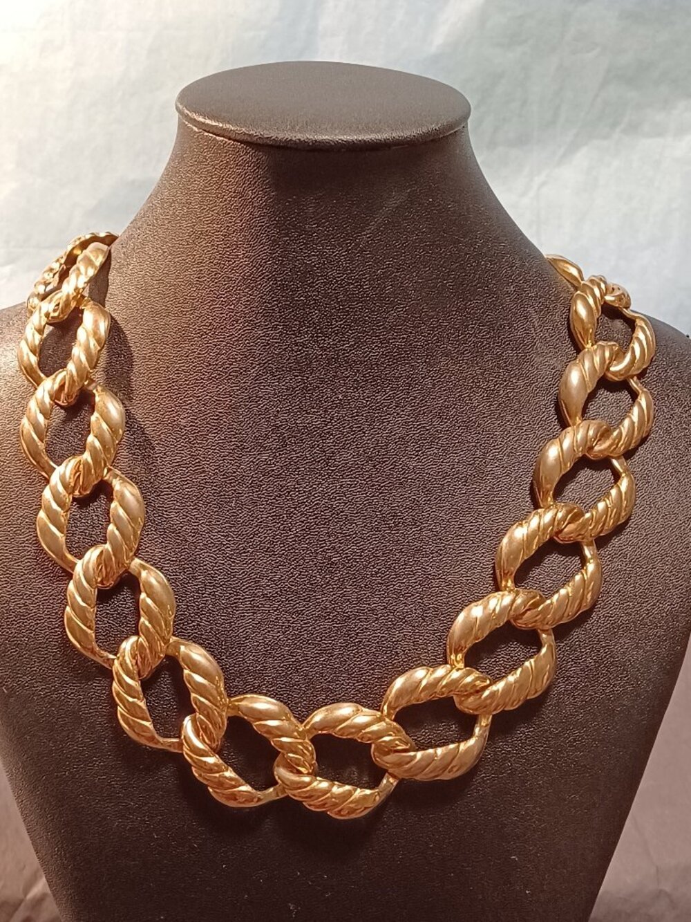 Beautiful Gold Statement Textured Link Necklace